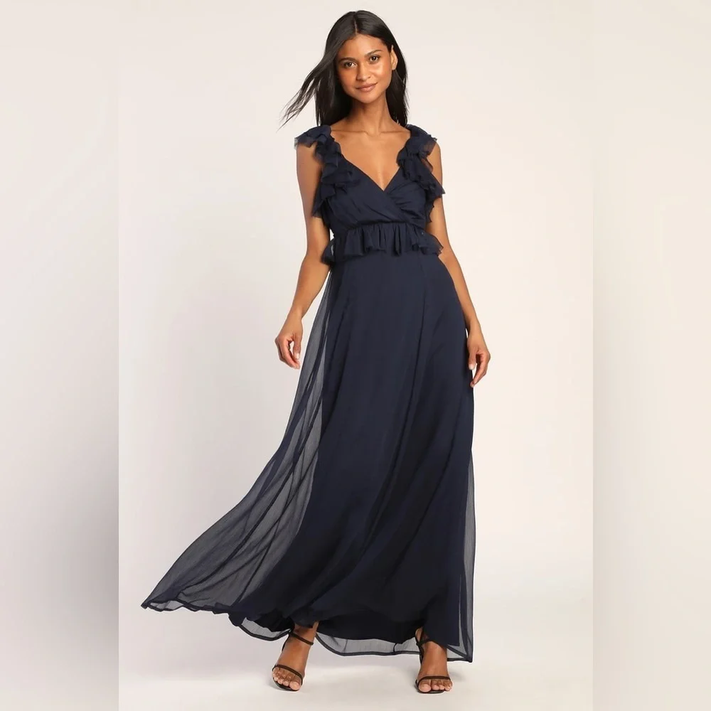 lulus chiffon dress Black Chiffon Ruched Tie-Strap Maxi Dress | Womens | Large | 100% Polyester | Lulus